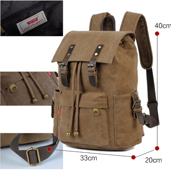Vintage Canvas Drawstring Backpack For 15in Laptop - Image 3