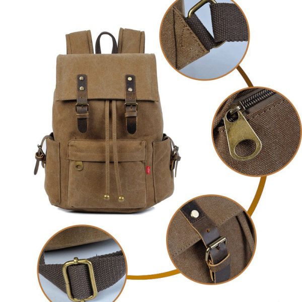 Vintage Canvas Drawstring Backpack For 15in Laptop - Image 4