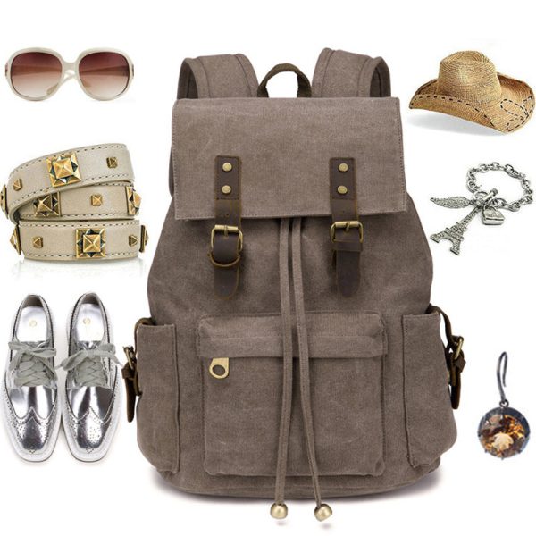 Vintage Canvas Drawstring Backpack For 15in Laptop - Image 5
