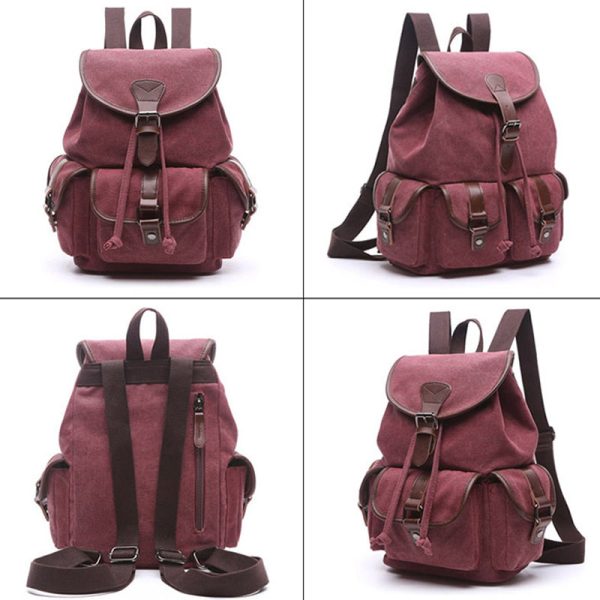 Women Canvas Backpack Purse Vintage - Image 7