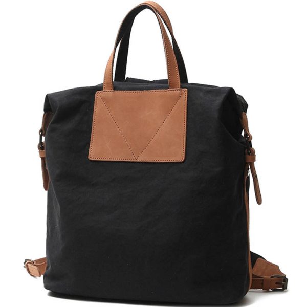 Casual Canvas Leather Backpack School Bag - Image 6