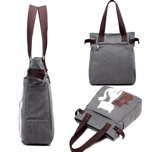 Women Canvas Shoulder Bags Cat Handbag - Image 7