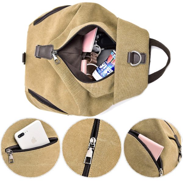 Travel Zipper Backpack Laptop Canvas Bag - Image 2