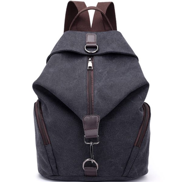 Travel Zipper Backpack Laptop Canvas Bag - Image 12