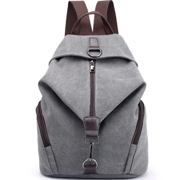 Travel Zipper Backpack Laptop Canvas Bag - Image 13
