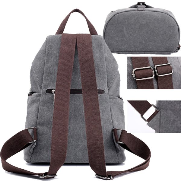 Travel Zipper Backpack Laptop Canvas Bag - Image 6
