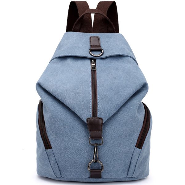 Travel Zipper Backpack Laptop Canvas Bag - Image 8
